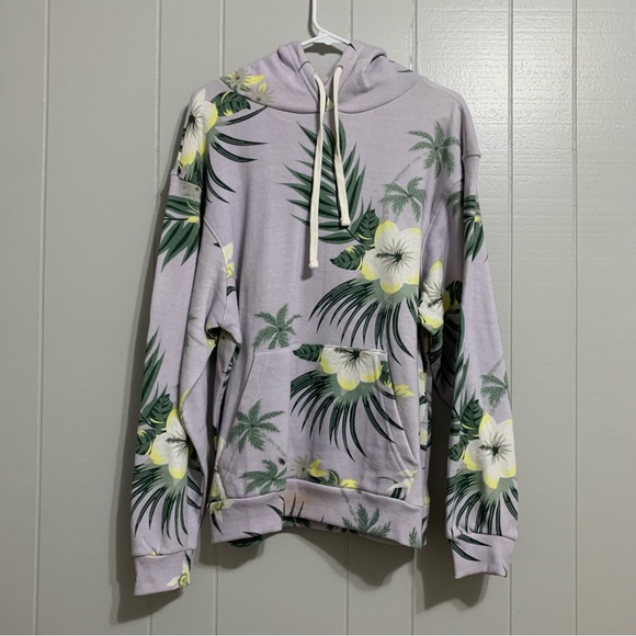 NWOT Men’s Purple US Vintage Collection Hawaiian Floral Long Sleeve Hoodie - Picture 1 of 5